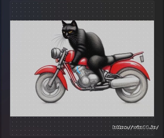 Copilot+PCのコクリエイターでAI画像生成 バイクに乗る猫 Surface Pro 11 Surfaceペン