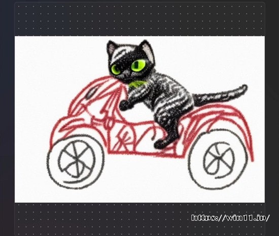 Copilot+PCのコクリエイターでAI画像生成 バイクに乗る猫 Surface Pro 11 Surfaceペン