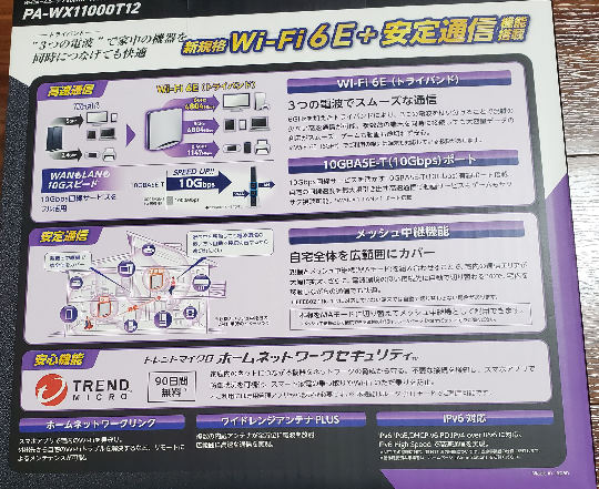 Wi-Fi 6E 12ストリーム 10GbpsLANポート搭載 Aterm WX11000T12